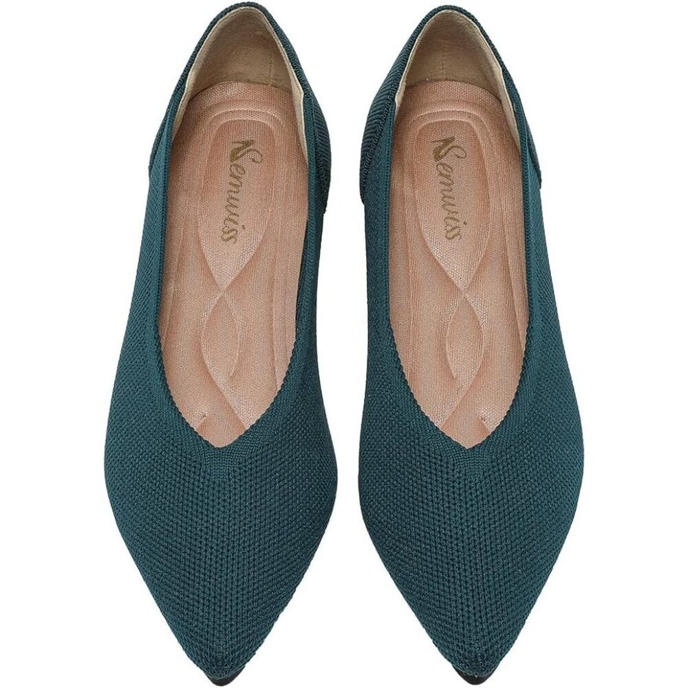 Women Pointed Toe Ballet Green Flat Comfortable Casual Dressy Work Office Shoes - Picture 1 of 6